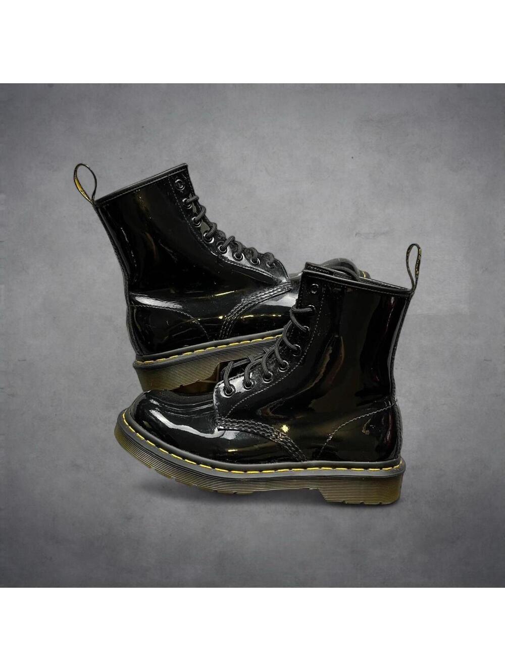 Dr. Martens 1460 Patent Leather Boots Black Womens US 8 UK 6 EU 39 Combat 8-Eye